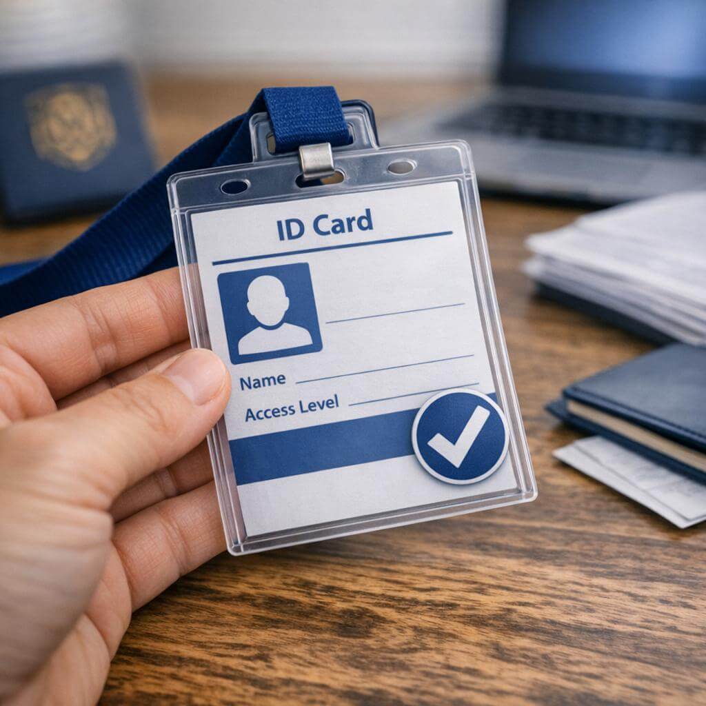 A blank ID badge